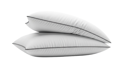 Two White Pillows with Gray Trim Stacked