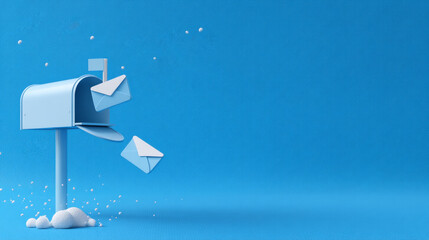geometric cute bright-blue envelope flying to blank mailbox, customer care header --ar 16:9 --quality 2 --v 7 Job ID: da5158d5-855e-43ec-beb5-f41dfa1704d1
