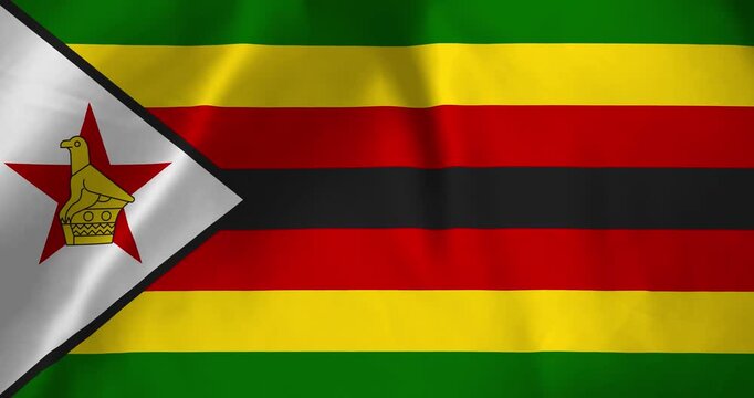 The zimbabwe flag waving with the wind background loop video animation