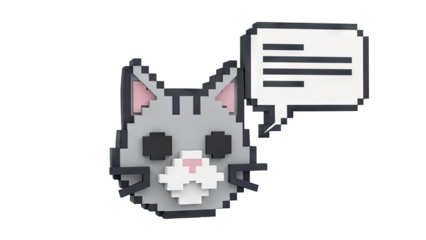 Pixel Art Cat with Speech Bubble