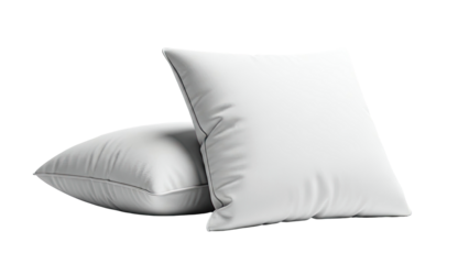 Two White Square Pillows with Piping