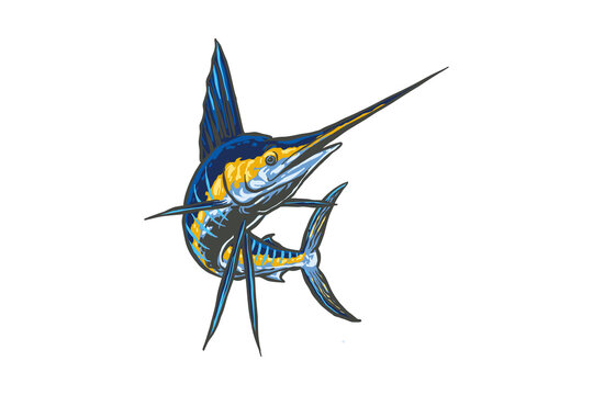 illustration of a marlin fish jumping