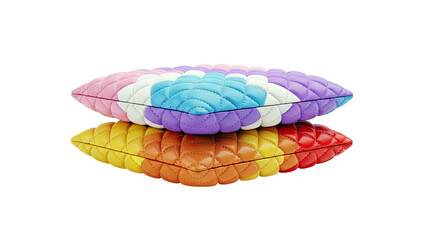 Fototapeta premium Two Quilted Rainbow Pillows Stacked