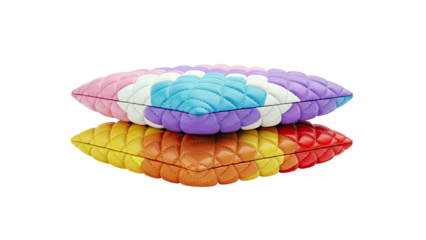 Two Quilted Rainbow Pillows Stacked