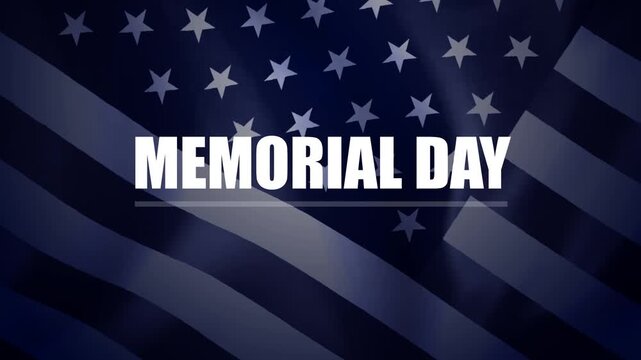 Happy Memorial day animation with honoring all who served text animation and waving one color of USA flag on the dark background. 4K video, Great for use on Memorial Day event in United States. 