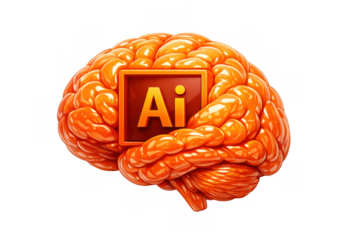 Human brain with ai concept icon representing artificial intelligence, creative mind, and digital technology on transparent background