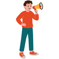 Illustration of a man using a megaphone