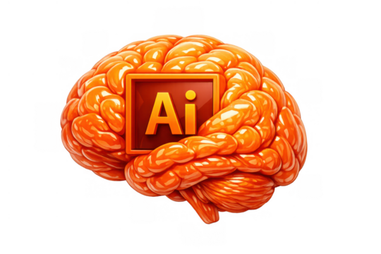 Human brain with ai concept icon representing artificial intelligence, creative mind, and digital technology on transparent background - Powered by Adobe