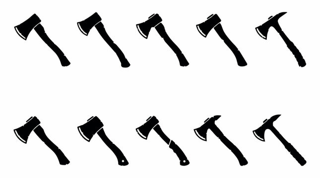 Collection of various axe silhouettes in a repeating pattern.