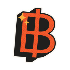 Obraz premium Baht sign sticker cartoon illustration