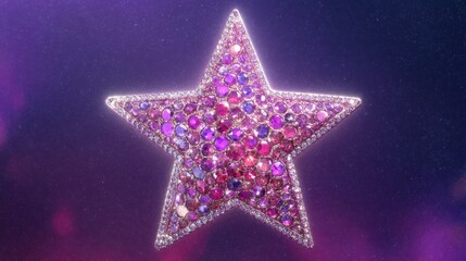 A sparkling star shimmering with jewels in a purple night sky