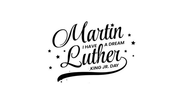 Martin Luther King text animation. Transparent background. 4K resolution