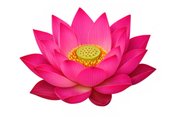 Pink lotus flower blooming, symbolizing purity, enlightenment, and spiritual growth on a transparent background