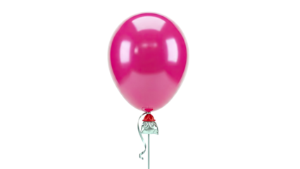Single Magenta Balloon with Silver Ribbon and Red Cap