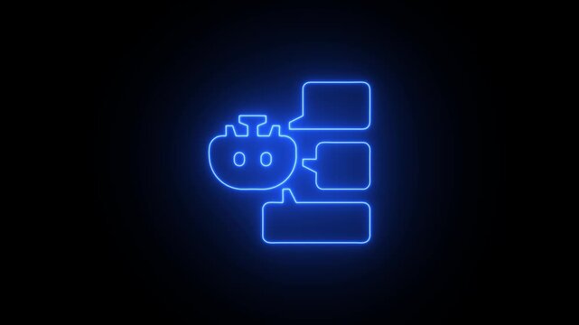 Glowing Blue Discord with Speech Bubbles on Dark Background discord glowing blue neon chat