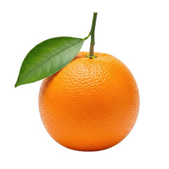 Fresh orange with leaf isolated on transparent background