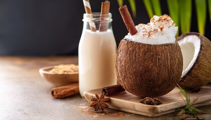 Iced Coconut Latte Recipe With Cinnamon Sticks And Flakes For A Refreshing Summer Drink Idea