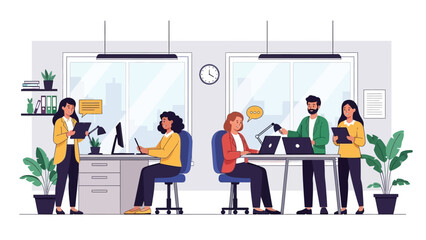 Group of People Working in Modern Office.