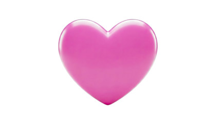 Glossy Pink Heart on White Background