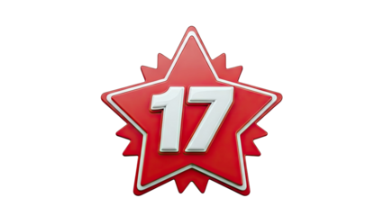 Red Star Badge with Number 17