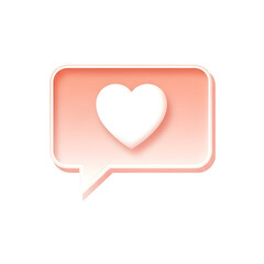 Heart Icon in Speech Bubble, Love Message Symbol, Pink Gradient Background