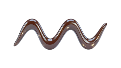 Melted Dark Chocolate Drizzle on White Background