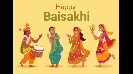 Fototapeta premium Celebrating baisakhi with traditional dance