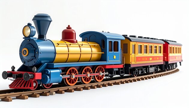 Vintage Toy Train on Railway Tracks.