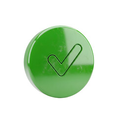 Green Checkmark Button on White Background, Approval Symbol