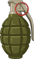 Cartoon Detailed Handdrawn Grenade Explosive Army Military Weapon Illustration