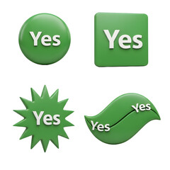 Green Yes Buttons Set for Web and App Design
