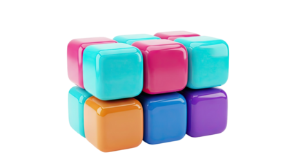 Stack of colorful glossy cubes