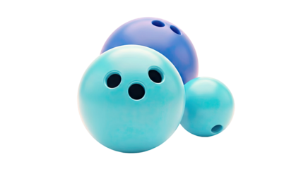 Three Blue Bowling Balls on a White Background