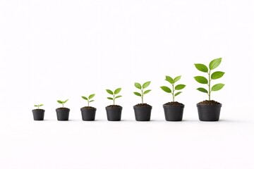Long Term Investment Growth Represented by Gradually Growing Plants