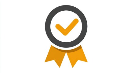 Yellow ribbon with check mark symbol of success and completion a yellow ribbon signifies achievement and positive outcomes