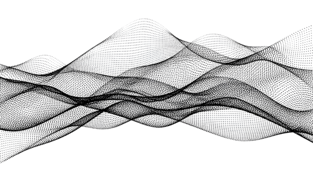 Abstract Black Flowing Mesh Waves on White Background - Powered by Adobe