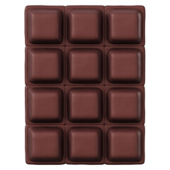 Naklejka premium Chocolate dark brown bar 12 squares 3d element. Matte clay sweet cocoa dessert illustration for Saint Valentine, birthday, snack and food branding. Minimalist cocoa isolated mockup object element.