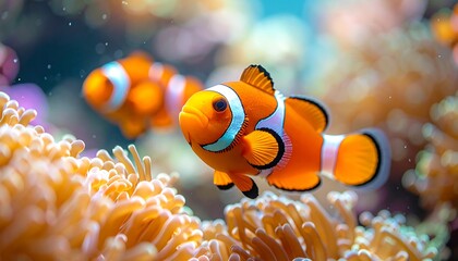 Vibrant clownfish in coral reef © Jaena