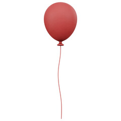 Red balloon 3d element. Matte clay rubber helium balloon illustration for birthday party anniversary valentine and grand opening. Modern aesthetic refined isolated mockup object icon for love romance. © Aon Khanisorn
