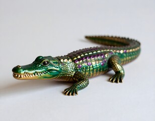 Small Stylized Alligator Figurine Lying on a Soft Surface