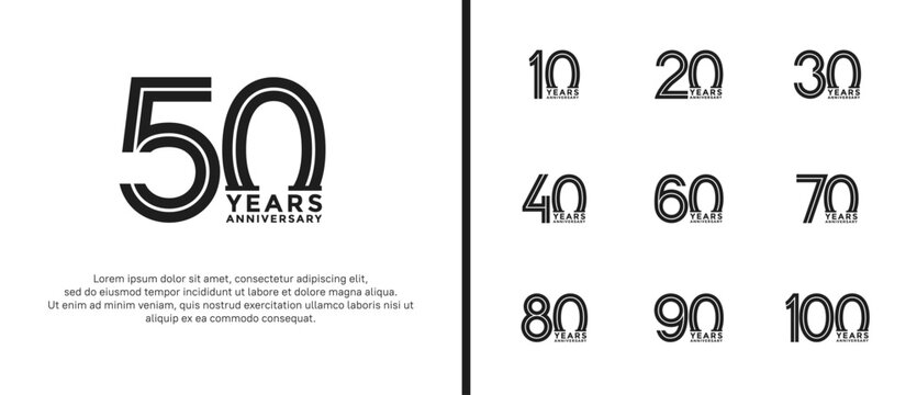 anniversary vector logo set, black color can be use for celebration - Powered by Adobe