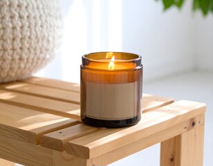 Traditional Kinara Placed on Rustic Wooden Shelf Near Wall