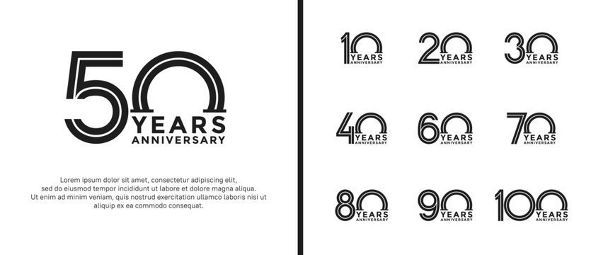 anniversary vector logo set, black color can be use for celebration