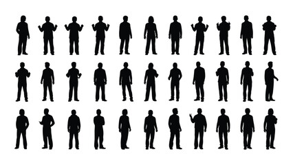 Collection of silhouetted human figures isolated on white background, Vector