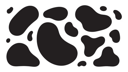 Minimalist Abstract Blob Shapes Set - Black Organic Fluid Forms and Smooth Pebble Silhouettes for Modern Graphic Design.