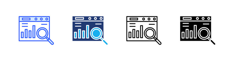 Research Multiple Style Icon Set Vector 