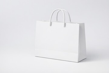 Blank White Shopping Bag on Light Background for Branding, Marketing, and Packaging Needs