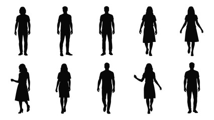 Silhouettes of various figures isolated on white background, Vector