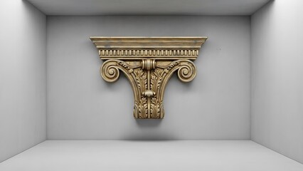 Empty square room with Gold Architectural bracket from facade in classic baroque style for the building