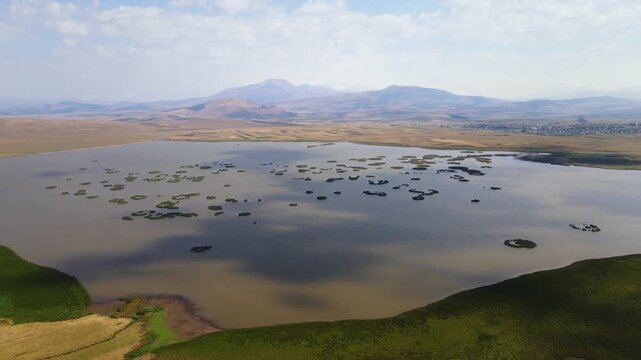 Khanchali Lake and village, Didi Abuli and the Abul-Samsari range, Khanchali Managed Reserve, Samtskhe-Javakheti, Georgia